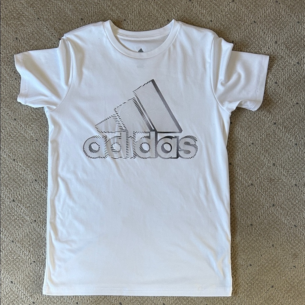 adidas White Tee with Gray Logo Graphic